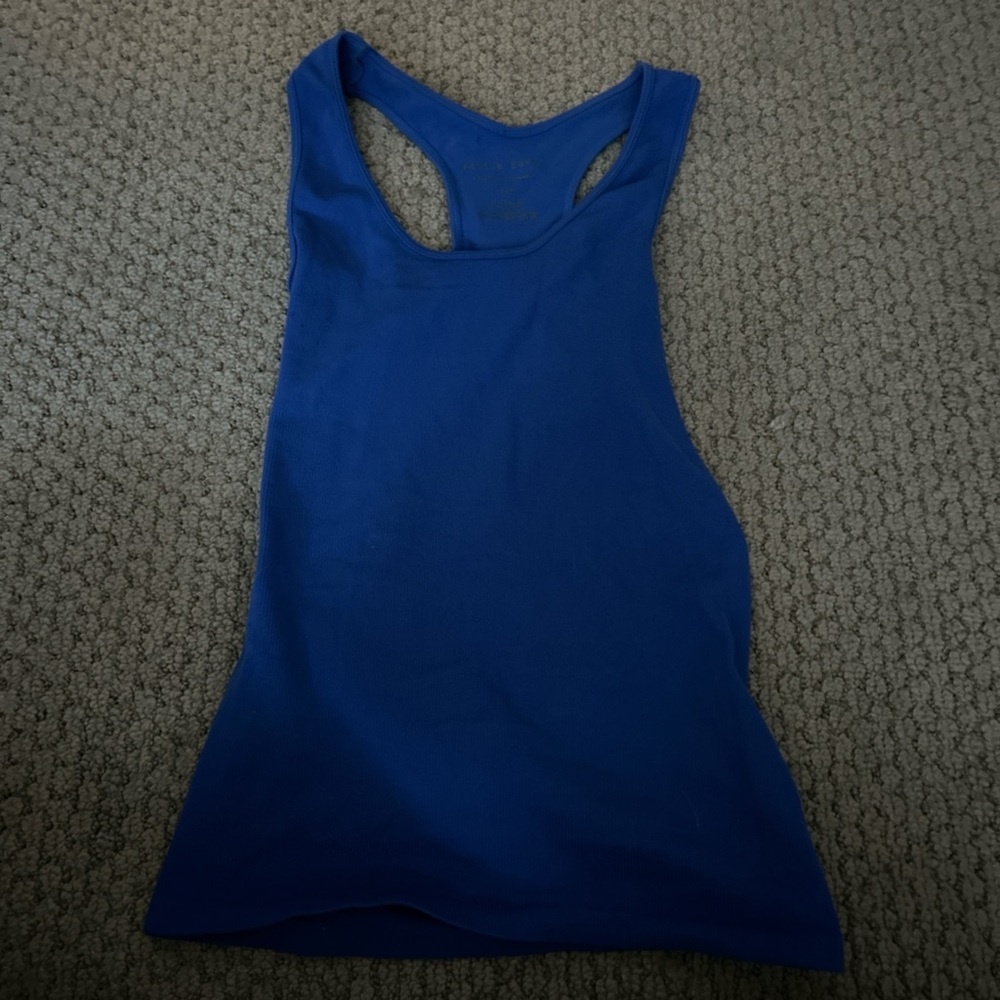 Active Basic Blue Fitted Cut Out Tank Top